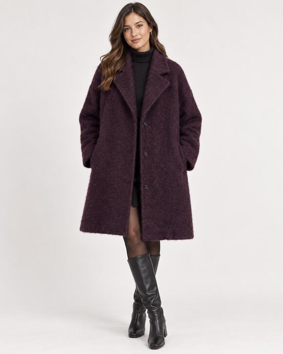 Eileen Fisher Jackets & Blazers - Eileen Fisher Women's Purple Textured Boucle Long Coat Size L